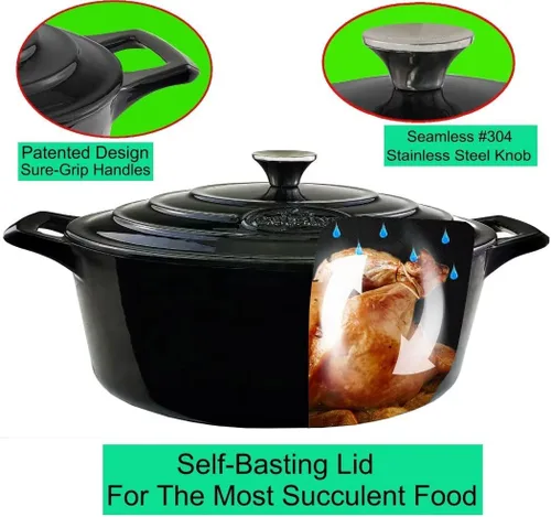 Miniatura 2 de La Cuisine 6240MB - Cacerola ovalada de hierro fundido esmaltado para horno holandés, 6.75 cuartos de galón, 13.0 x 9.8 x 6.3 in, interior esmaltado