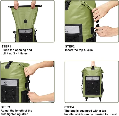 Miniatura 5 de Blueshyhall Mochila seca impermeable para acampar de viaje al aire libre, 30L Verde, Viajes
