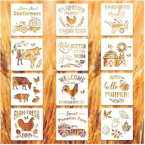 Miniatura 8 de Plantillas temáticas de abejas, 6 unidades, plantillas reutilizables de pintura de panal y girasol para arte de pared, pintura de muebles