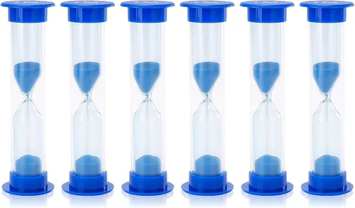 I-MART Reloj de arena con temporizador de arena de 1 minuto, 6 unidades, de plástico, reloj de arena, color azul
