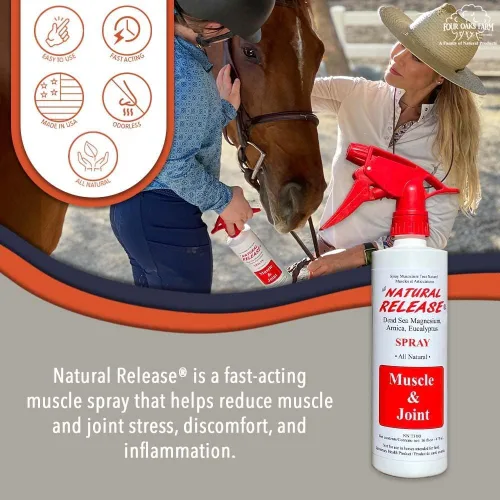 Miniatura 2 de Four Oaks Farm Ventures, Tratamiento en aerosol muscular de liberación natural, linimento de caballo para dolores musculares, dolor