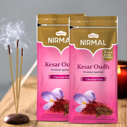 Miniatura 4 de Kesar Oudh - Varillas de incienso – Paquete de 2 varillas de incienso, 200 varitas de incienso de azafrán y madera de agar