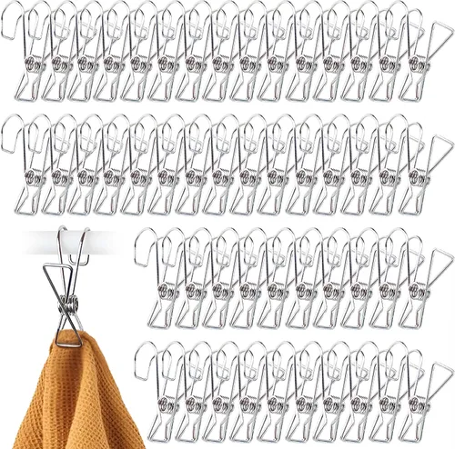 50 clips de gancho de acero inoxidable 304, clips universales para colgar en exhibiciones de fotos, mantel y toalla