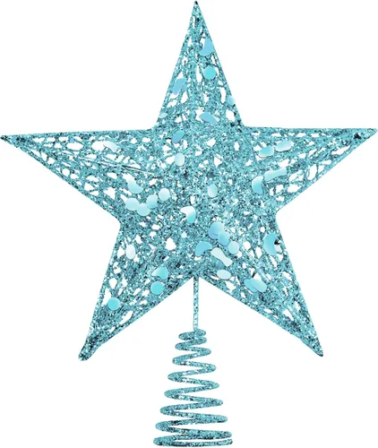 Miniatura 8 de URATOT Adorno Superior de Árbol de Navidad con Purpurina de Metal, Estrella de Alambre Hueca para la Punta del Árbol de Navidad para Decoración