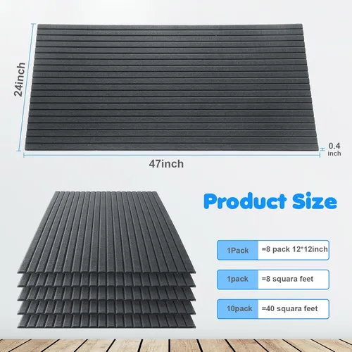 Miniatura 2 de Woanger Paquete de 5 paneles acústicos grandes de 47 x 24 x 0.4 pulgadas, paneles de amortiguación de sonido, autoadhesivos, absorbentes de ruido, a