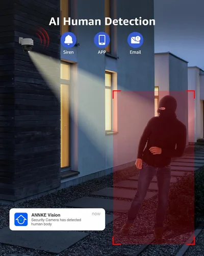 Miniatura 4 de ANNKE Cámara PoE 4K PT, audio de 2 vías, cámara de seguridad IP de inclinación de 345° de 80° para exteriores, seguimiento automático Lite
