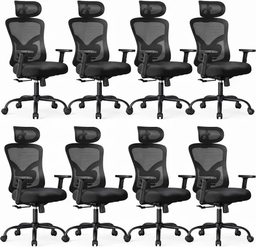 Miniatura 12 de NOBLEWELL - Silla de oficina ergonómica con respaldo alto de malla, para computadora, con soporte lumbar, descansabrazos, respaldo y reposacabezas