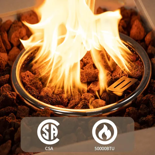 Miniatura 4 de SUNBURY Mesa de fuego de propano para exteriores de 35 pulgadas, mesa de fuego gris para patio de 50,000 BTU, mesa de fuego cuadrada de gas
