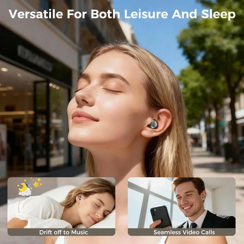 Miniatura 6 de Juego de auriculares inalámbricos 2 en 1, clip de oreja abierta y mini auriculares para dormir, batería de 36 horas, sonido de graves, ultra cómodo