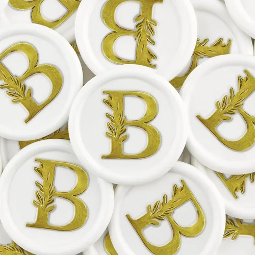 Miniatura 17 de 25 calcomanías de sello de cera doradas y negras hechas a mano con hojas botánicas vintage, calcomanías de cera para invitaciones de fiesta de boda
