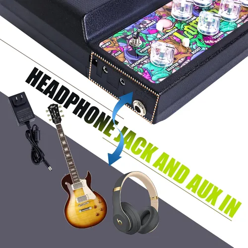 Miniatura 5 de Caline Amplificador de bajo, amplificador de graves portátil de 20 W para bajo, compresor, efecto de aumento, mini amplificador combinado de graves