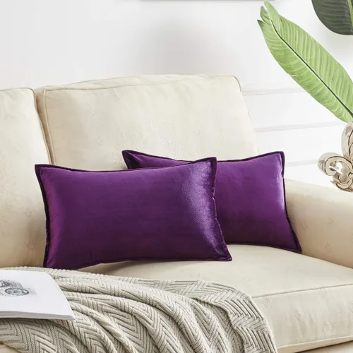 Miniatura 32 de GIGIZAZA Fundas de Almohadas Decorativas de Terciopelo Dorado Lumbar 12x20 Oblongas para Sofá y Sillón Paquete de 2
