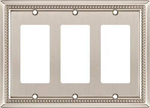 Miniatura 103 de Henne Bery Sunken Pearls - Placa de pared decorativa resistente para interruptor, cubierta para tomacorrientes (doble dúplex, níquel satinado)