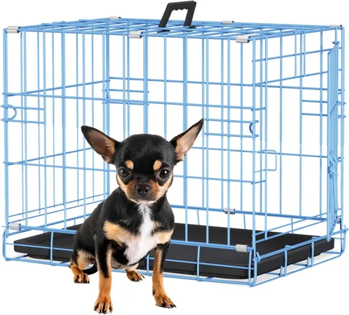 Miniatura 11 de BestPet Jaula para perros 18 pulgadas Negro Perrera de metal plegable con puertas individuales, pestillos seguros de perno deslizante