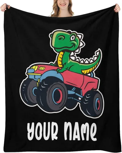 Miniatura 26 de Manta de dinosaurio de camión para niños y adultos, acogedora y suave para sofá, cama, manta deportiva de franela para cumpleaños para invierno, 30
