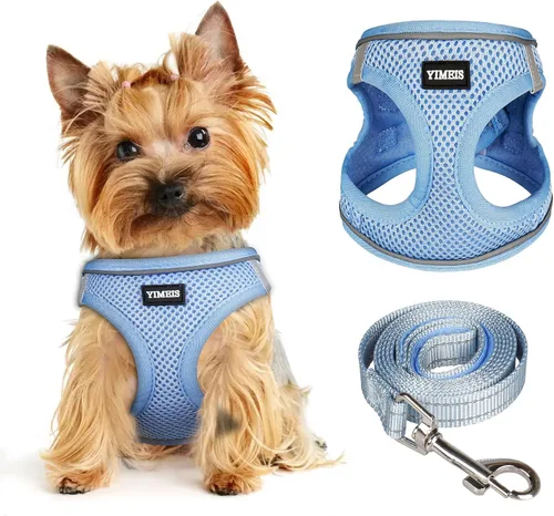 Arnés para perros pequeños y juego de correa, rejilla de nido de abeja, arnés ligero reflectante y correa antitorsión para mascotas, multicolor,