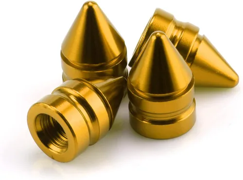SINGARO Tapones para válvulas de neumáticos de automóvil, 4 piezas de accesorios universales de aleación de aluminio, cubiertas de neumáticos Dorado