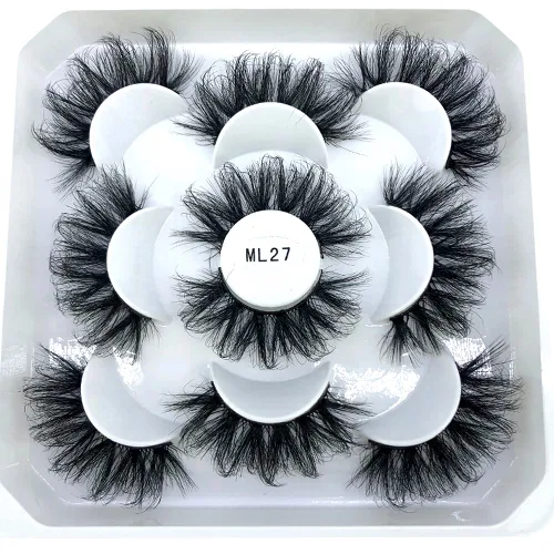 Miniatura 43 de 5 pares de pestañas postizas de visón 3D de 0.98 pulgadas a granel, con caja personalizada, pestañas postizas naturales finas al por mayor (ML-07)