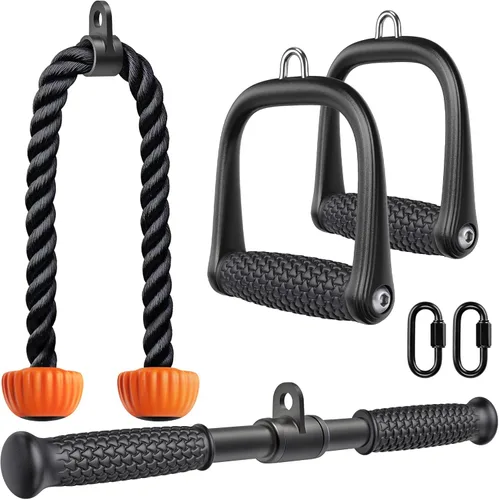 Miniatura 13 de SELEWARE Accesorios para Tríceps LAT Jalón Accesorios de Entrenamiento para Gimnasio en Casa con Agarre de Goma Suave Antideslizante Accesorios