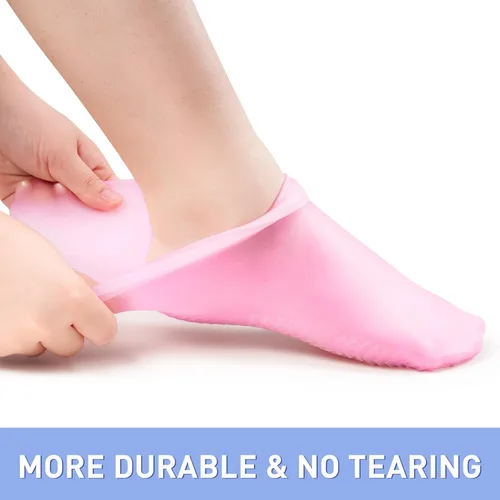 Miniatura 3 de 2 pares de calcetines largos de silicona, calcetines hidratantes, calcetines de gel suaves para pies secos y agrietados, cómodos para uso nocturno