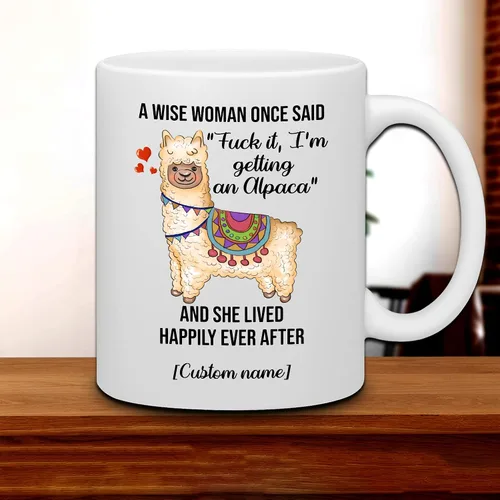 Miniatura 3 de WHIDOBE Regalos divertidos personalizados de alpaca para mujeres, taza de café de cerámica personalizada de 11 onzas y 15 onzas para amantes