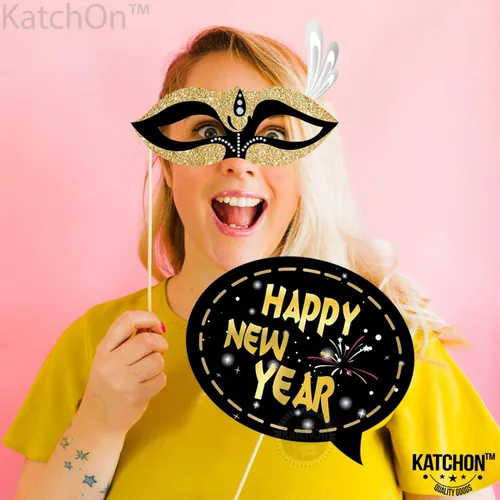 Miniatura 3 de KatchOn, Accesorios para cabina de fotos de Año Nuevo con purpurina 2026 – Paquete de 30 Accesorios para cabina de fotos de Nochevieja 2026