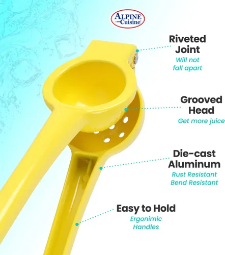 Miniatura 5 de Alpine Cuisine Exprimidor de limón resistente de 2.95 pulgadas – Exprimidor manual de cítricos de aluminio, prensa manual de cítricos, prensa