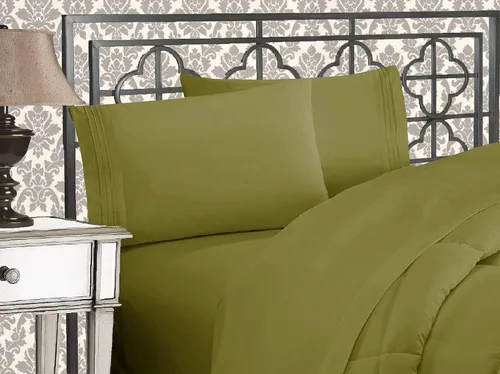 Miniatura 16 de Elegante juego de cómodas sábanas para cama de 1500 hilos resistente a arrugas y a la decoloración, calidad egipcia de lujo ultrasuave de 4 piezas