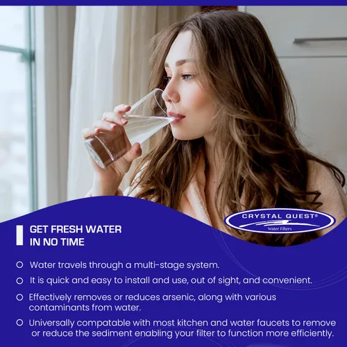 Miniatura 3 de Crystal Quest Filtro de agua de arsénico doble debajo del fregadero, filtración multietapa para cloro y contaminantes, alta capacidad de 10,000