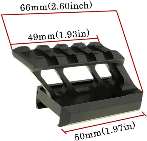 Miniatura 2 de Picatinny - Soporte elevador de 1.0 in con ángulo de 45 grados para visión micro reflexiva de puntos rojos 4 ranuras