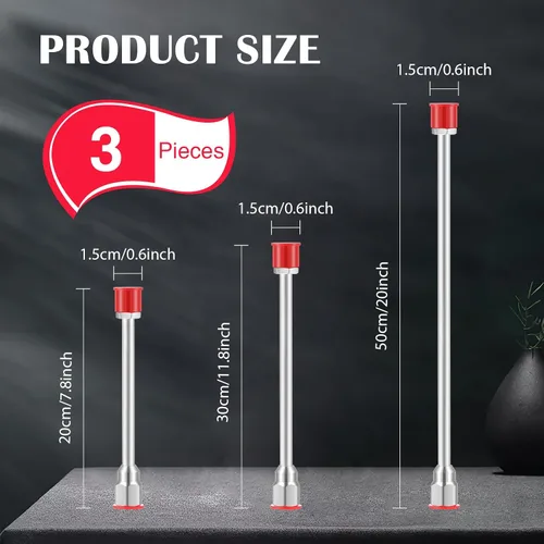 Miniatura 2 de 3 piezas de barra de extensión de punta de rociador de pintura sin aire para pistola de pintura sin aire con protector rojo (12, 20, 29.95 pulgadas)