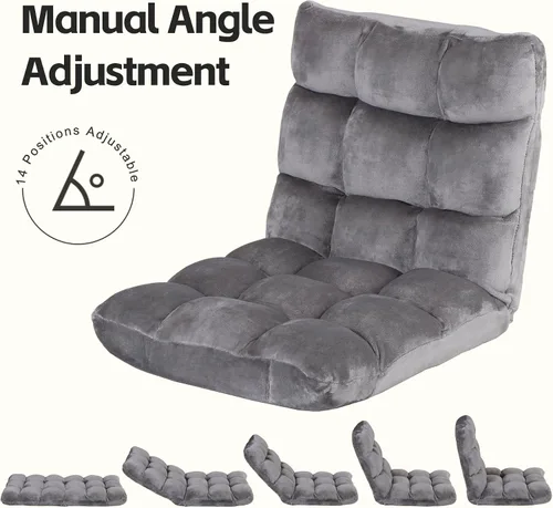 Miniatura 5 de Nouva Silla de suelo ajustable de 14 posiciones, sofá cama plegable, cojín plegable, silla para videojuegos, puf, asiento de lectura para adultos