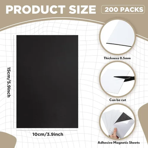 Miniatura 2 de Macarrie Hojas magnéticas adhesivas de 4 x 6 con parte trasera adhesiva, calcomanías de papel magnéticas cortables flexibles para despegar y pegar
