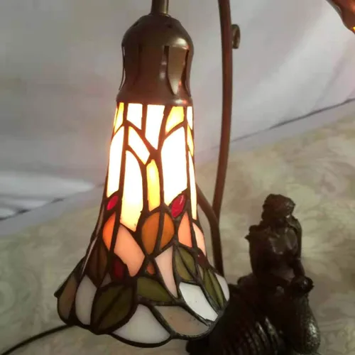 Miniatura 3 de Bieye L10625 Lámpara de mesa con diseño de sirena y lirio, estilo Tiffany, 20 pulgadas de alto