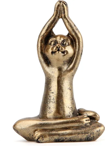 Miniatura 4 de Smadeer Estatuas de gato de yoga para decoración del hogar, figura de postura de yoga para dormitorio espiritual zen, sala de estar, oficina, mesa