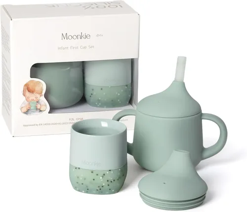 Miniatura 17 de Moonkie Tazas de silicona para bebés de 4 meses en adelante Pequeñas tazas de entrenamiento abiertas para bebés con confeti espolvoreado