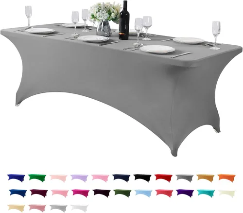 Miniatura 139 de Mantel de elastano para mesas de 4, 6 u 8 pies, mantel elástico universal ajustable para fiestas, banquetes, bodas y eventos - Verde manzana