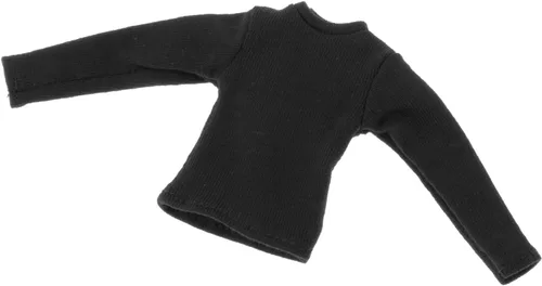 Colaxi Camiseta de manga larga con figura de hombre a escala 1/12, ropa de muñeca en miniatura para figura de 6 pulgadas, color negro