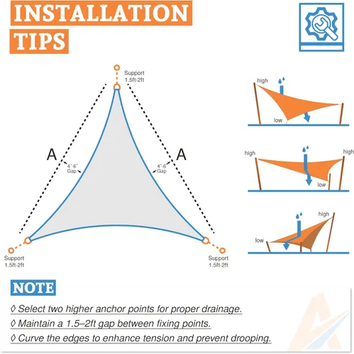 Miniatura 5 de Toldo tipo vela triangular, impermeable, resistente, de 16 x 16 x 22.6 pies, bloqueo de luz solar para patio al aire libre, pérgola, jardín (rojo)