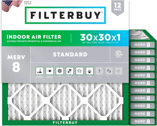 Miniatura 56 de Filterbuy - Filtro de aire de 16 x 25 x 1 pulgadas, MERV 8, Defensa Esencial contra el Polvo y las Alergias (paquete de 12), Filtros plisados