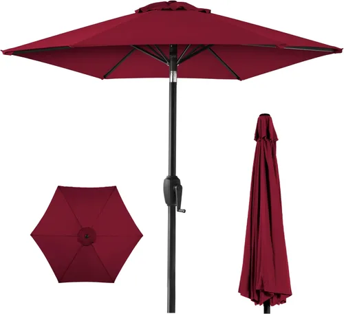 Best Choice Products 7.5ft Patio Umbrella with Tilt and Crank for Garden, Deck, Backyard, Pool and Beach Borgoña