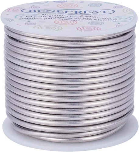 BENECREAT Alambre de aluminio flexible para esculpir joyas de calibre 9, 55 pies, resistente al deslustre, para trabajos de joyería, manualidades,