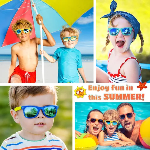 Miniatura 6 de GIFTINBOX Gafas de sol para niños a granel, paquete de 12 lentes de sol para niños con protección UV para niños y niñas, suministros de fiesta