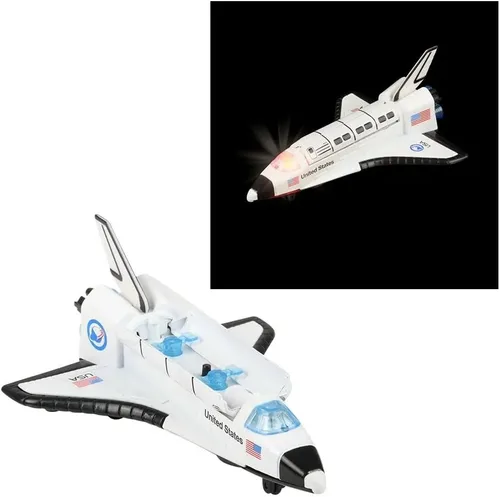 Miniatura 7 de Transbordador espacial fundido a troquel (6 pulgadas) con luces, sonido y movimiento de retroceso (paquete de 1) funciona con pilas, nave espacial