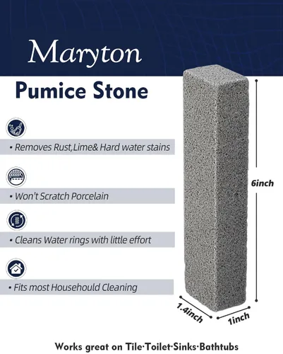 Miniatura 2 de Maryton Piedra pómez para limpieza de inodoros, piedra pómez antiarañazos para limpiar manchas de agua dura en inodoro, azulejos, cocina, paquete