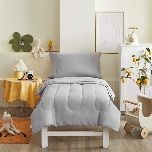 Miniatura 12 de UOZZI BEDDING Juego de sábanas para niños pequeños de 4 piezas, ultra suave y transpirable, incluye edredón, sábana encimera, sábana bajera y funda
