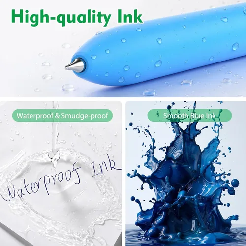 Miniatura 5 de HIACRY 8Pcs Blue Ink Gel Pens, Quick-Dry 0.7mm Fine Point Fidget Pens, Smooth Writing Journaling Pens for Note Taking, Gift for Women & Girls
