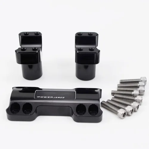 Miniatura 6 de POWER JAMES Elevadores de manillar negros de 1 1/4 pulgadas compatibles con Harley Davidson Softail, Fat Boy, Dyna, Road King con cubierta
