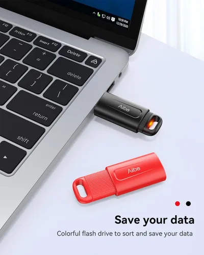 Miniatura 7 de Aiibe Unidad flash USB de 128 GB, paquete de 2 unidades – Unidad de memoria USB 2.0 de 128 GB con llavero (negro y rojo)