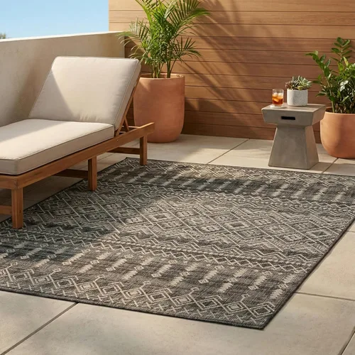 Miniatura 15 de FH Home Alfombra plana tejida para exteriores, impermeable, fácil de limpiar, resistente a las manchas, hilo de polipropileno de alta calidad